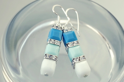Modré náušnice se Swarovski Elements návod